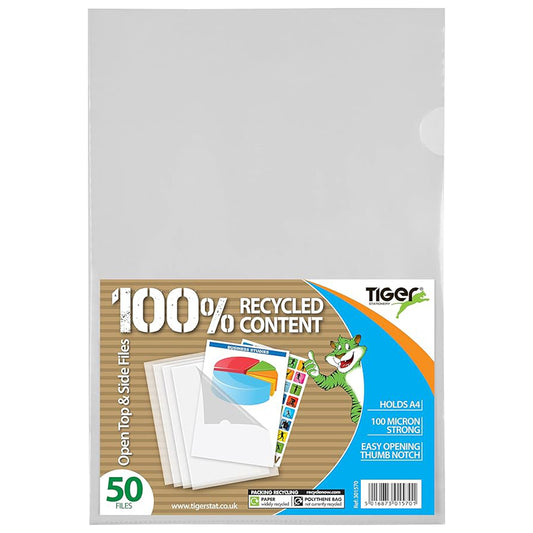 50 x A4 Clear Plastic Open Top & Side Report File Project Presentation Covers Cut Flush