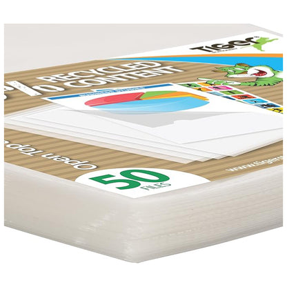 50 x A4 Clear Plastic Open Top & Side Report File Project Presentation Covers Cut Flush