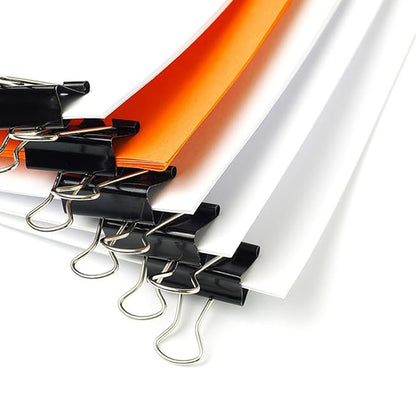 Foldback Clips, 19 mm, Black, Pack of 9 Metal Clips for Documents, Sturdy and Reusable Paper Clips, 19 mm Clamps for Office and Household